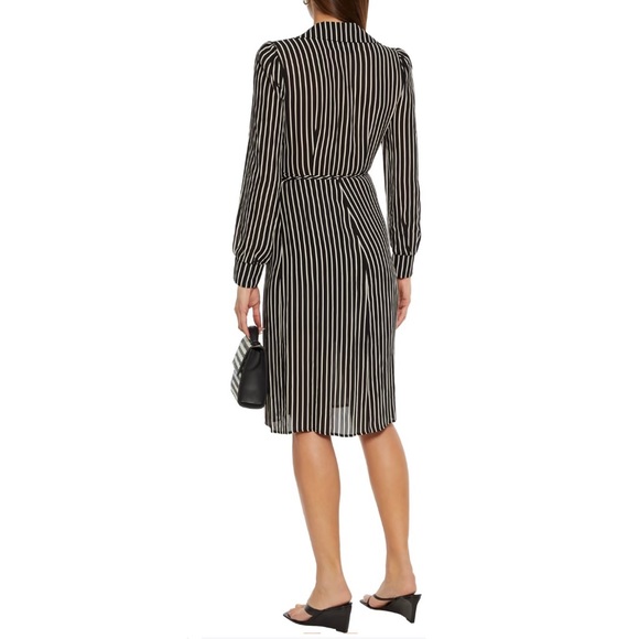 Reformation Salem Striped Crepe Wrap Dress - Picture 4 of 13